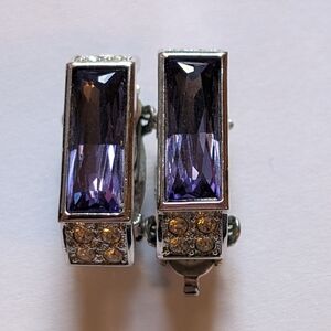 Vintage Signed Butler FAC Fifth Avenue Collection Amethyst Baguette Clip-On